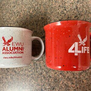 Eastern Washington University Mugs.  Set of 2 mugs.  One is red and one is white